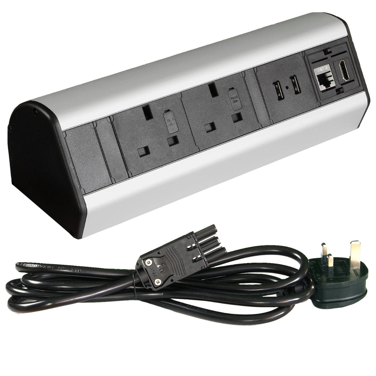 Desktop Power Extension with Clamp - 2 UK Sockets - 2 USB - 1 HDMI - 1 Ethernet - OOF-DP14S
